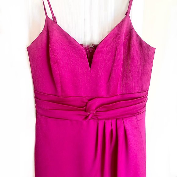 Express Pink Twist Front Knot Wrap Silk Hi-Lo CocktailDress Summer Wedding Guest - Picture 4 of 12
